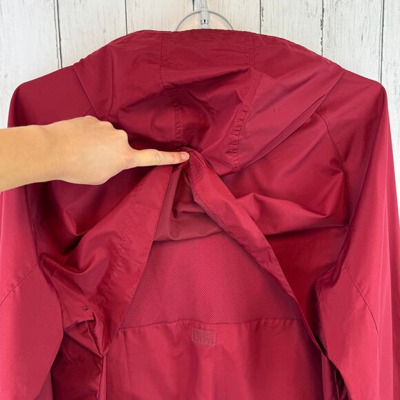 Eddie Bauer Red Packable Hooded Full Zip Waterproof Outdoors Jacket Size Large - Picture 8 of 14